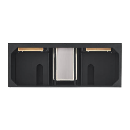 Lorelai 60" Double Vanity, Black Onyx w/ 3 CM Victorian Silver Silestone Top w/FreePower Wireless Charger
