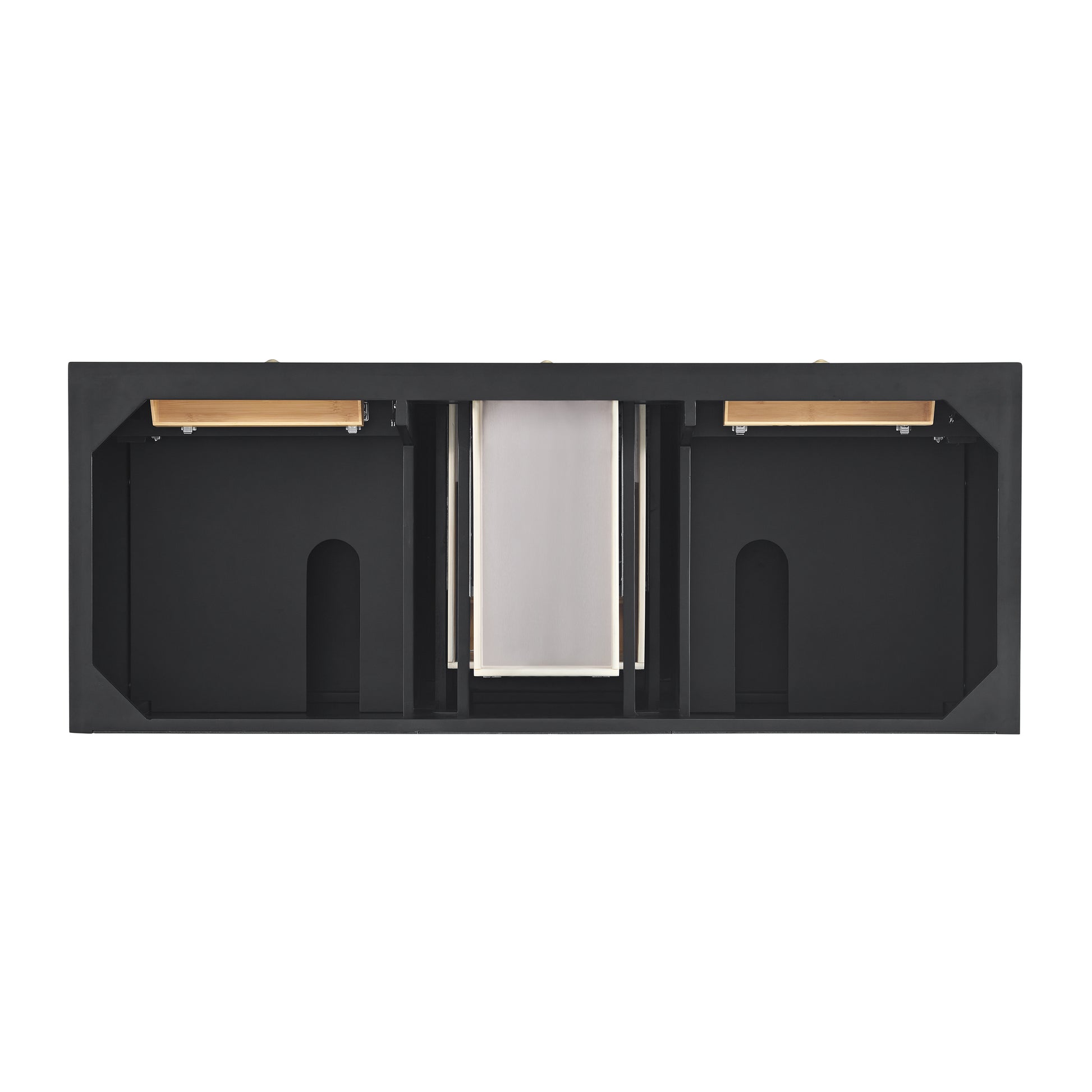 Renovate for Less Atlanta Lorelai 60" Double Vanity, Black Onyx w/ 3 CM Victorian Silver Silestone Top w/FreePower Wireless Charger