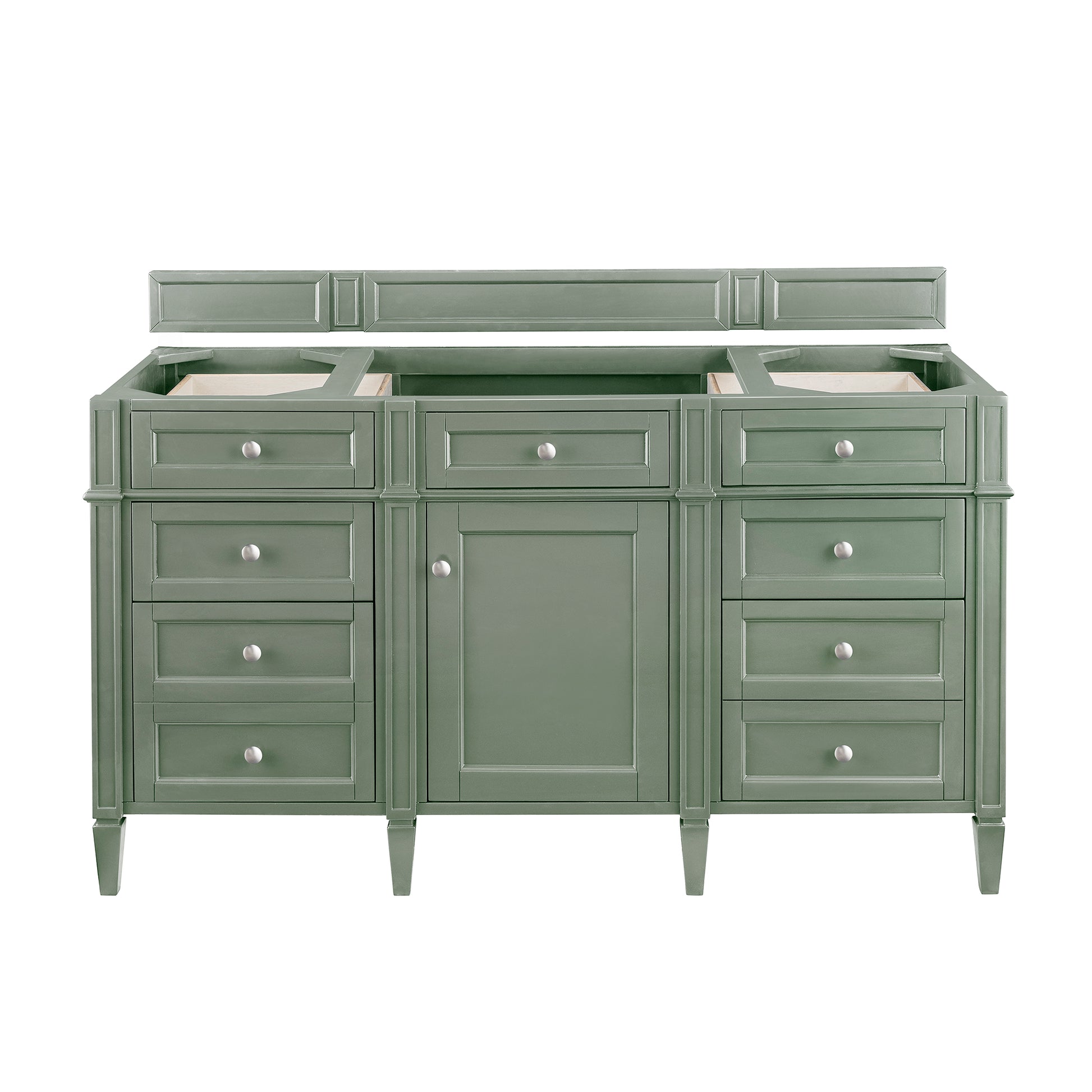 Renovate for Less Atlanta Brittany 60" Single Vanity, Smokey Celadon w/ 3 CM Eternal Jasmine Pearl Top w/FreePower Wireless Charger