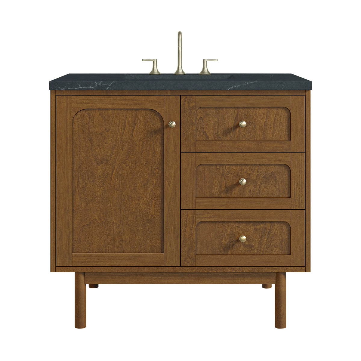 Laurent 36" Single Vanity, Honey Oak w/ 3 CM Charcoal Soapstone Silestone Top