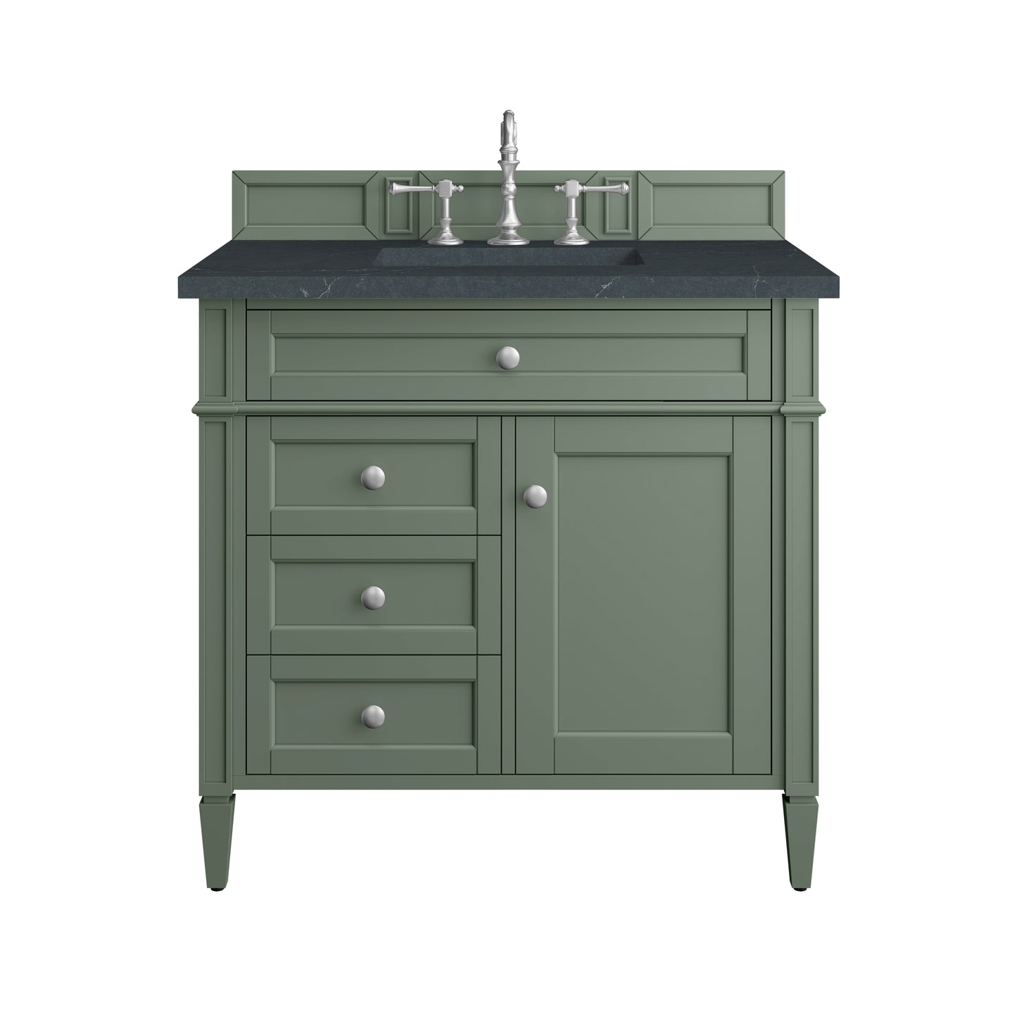 Renovate for Less Atlanta Brittany 36" Single Vanity, Smokey Celadon w/ 3 CM Charcoal Soapstone Top