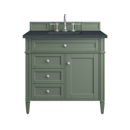 Renovate for Less Atlanta Brittany 36" Single Vanity, Smokey Celadon w/ 3 CM Charcoal Soapstone Top