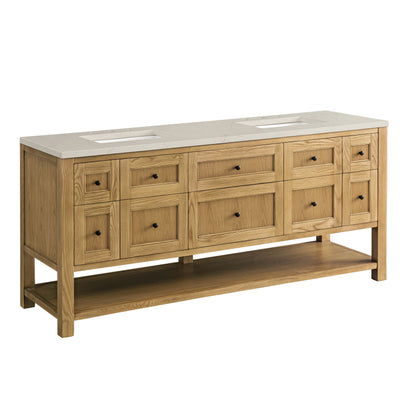 Renovate for Less Atlanta Breckenridge 72" Double Vanity, Light Natural Oak, w/ 3 CM Siberian Silestone Top