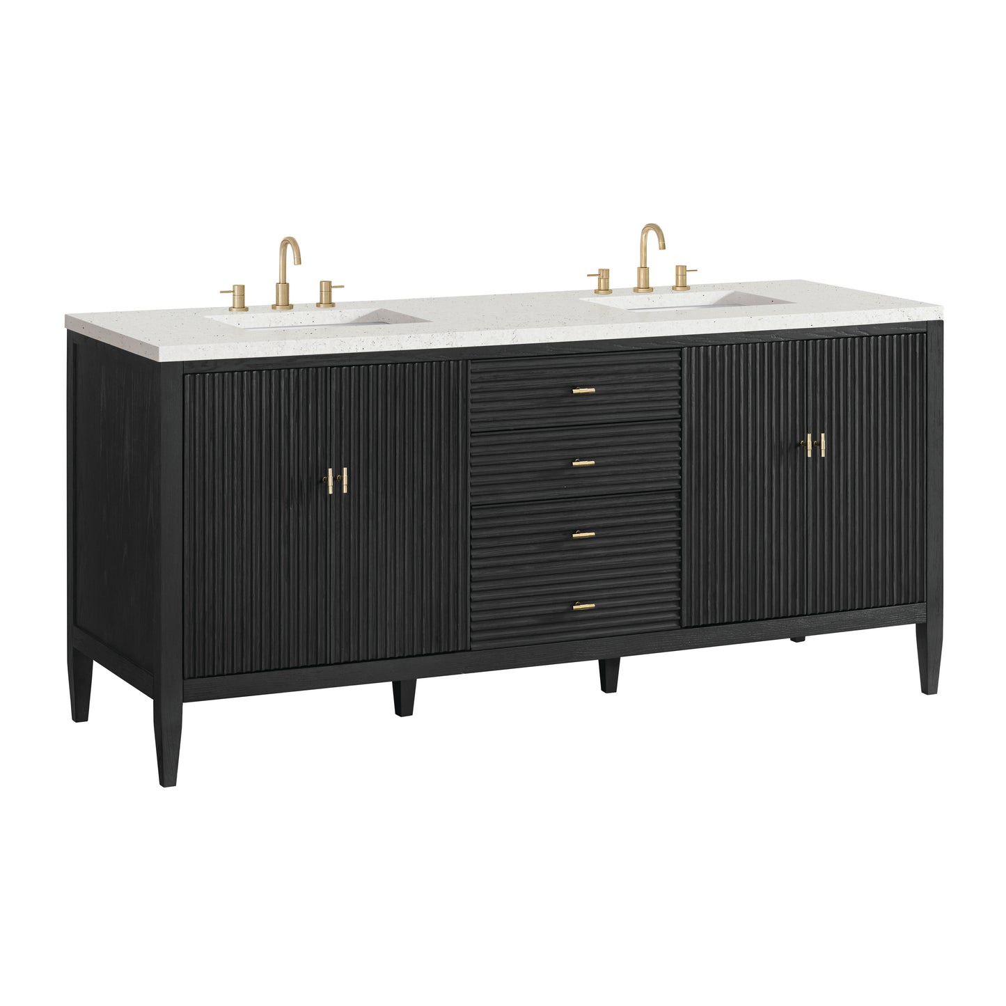 Renovate for Less Atlanta Myrrin 72" Double Vanity, Carbon Oak w/ 3 CM Lime Delight Silestone Top