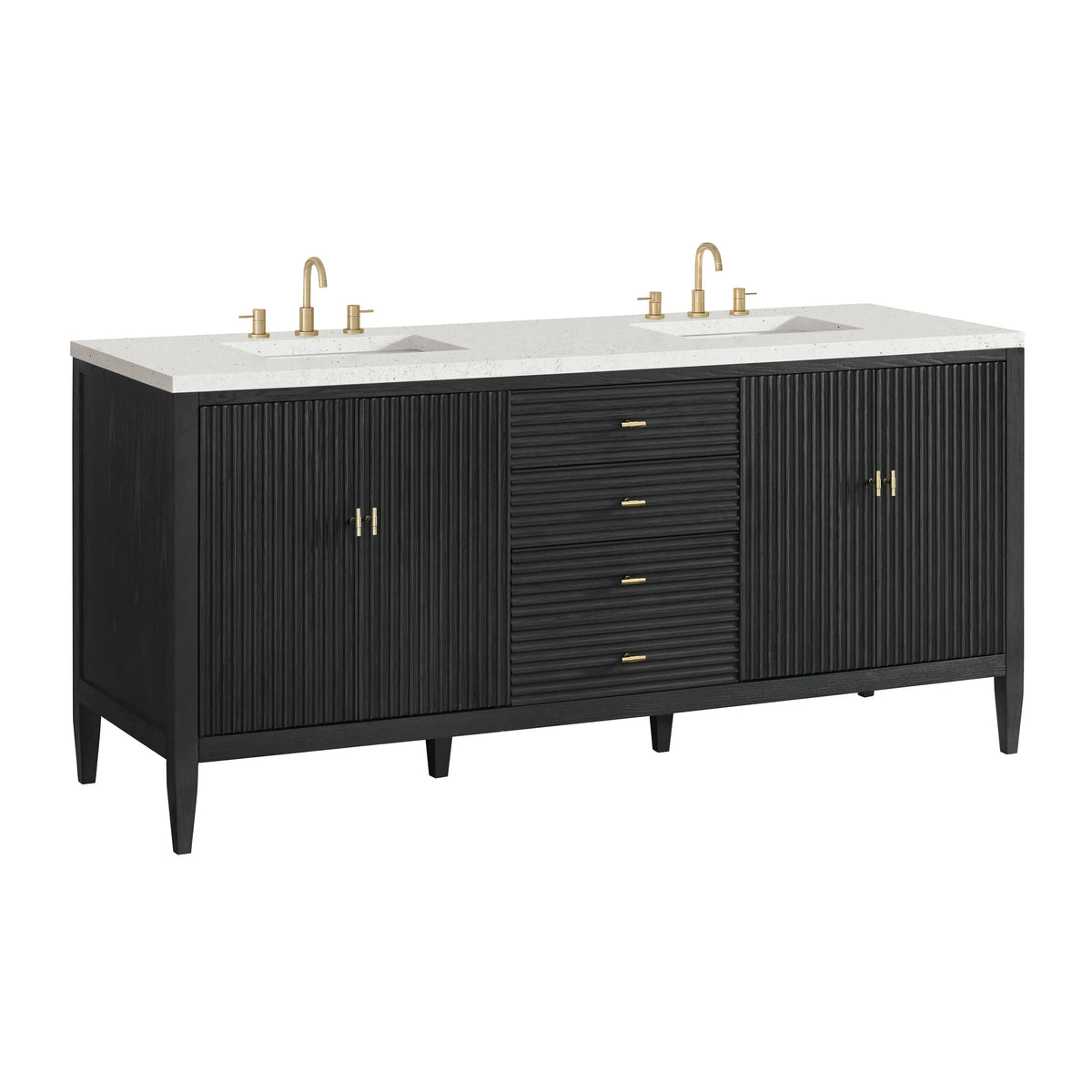 Myrrin 72" Double Vanity, Carbon Oak w/ 3 CM Lime Delight Silestone Top