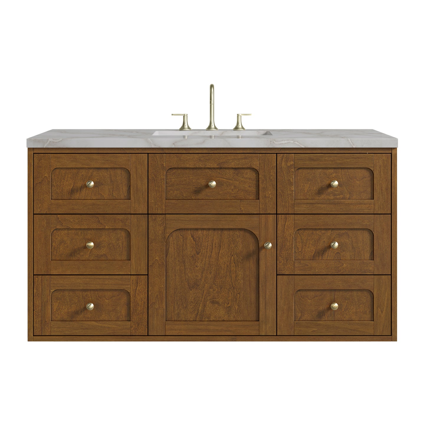 Renovate for Less Atlanta Laurent 48" Single Vanity, Honey Oak w/ 3 CM Victorian Silver Silestone Top
