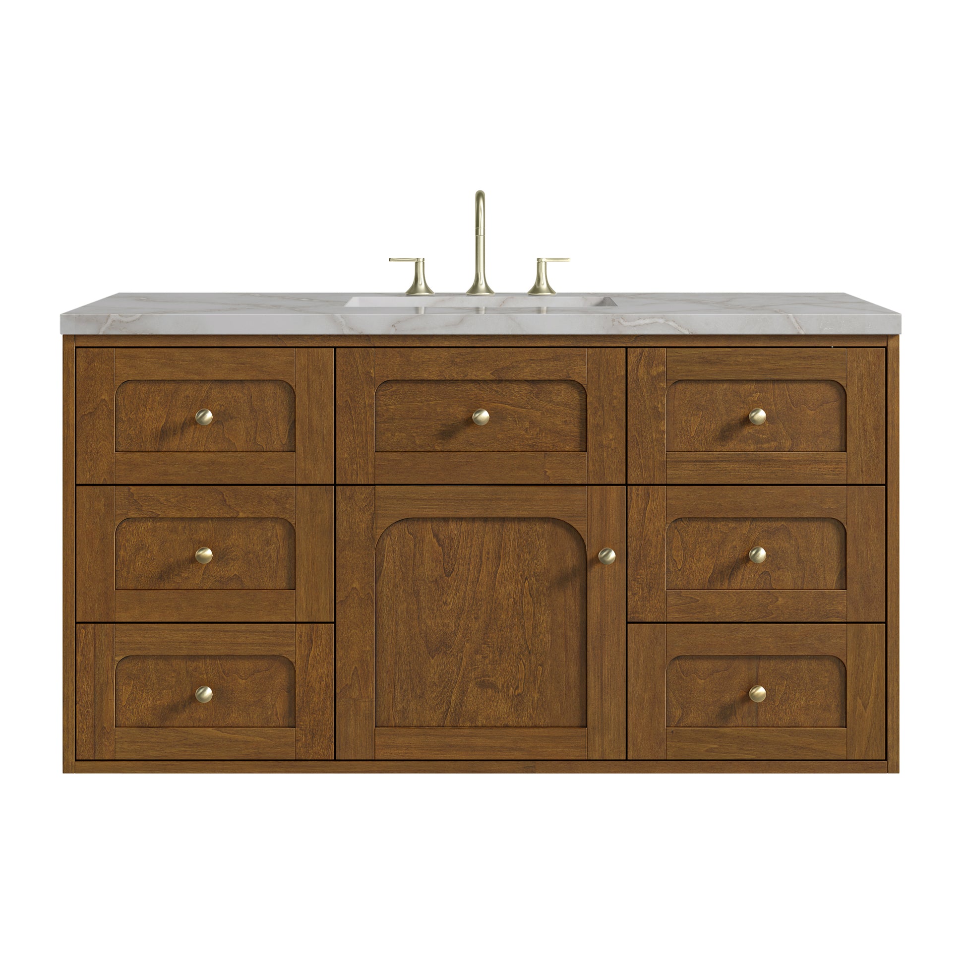 Renovate for Less Atlanta Laurent 48" Single Vanity, Honey Oak w/ 3 CM Victorian Silver Silestone Top