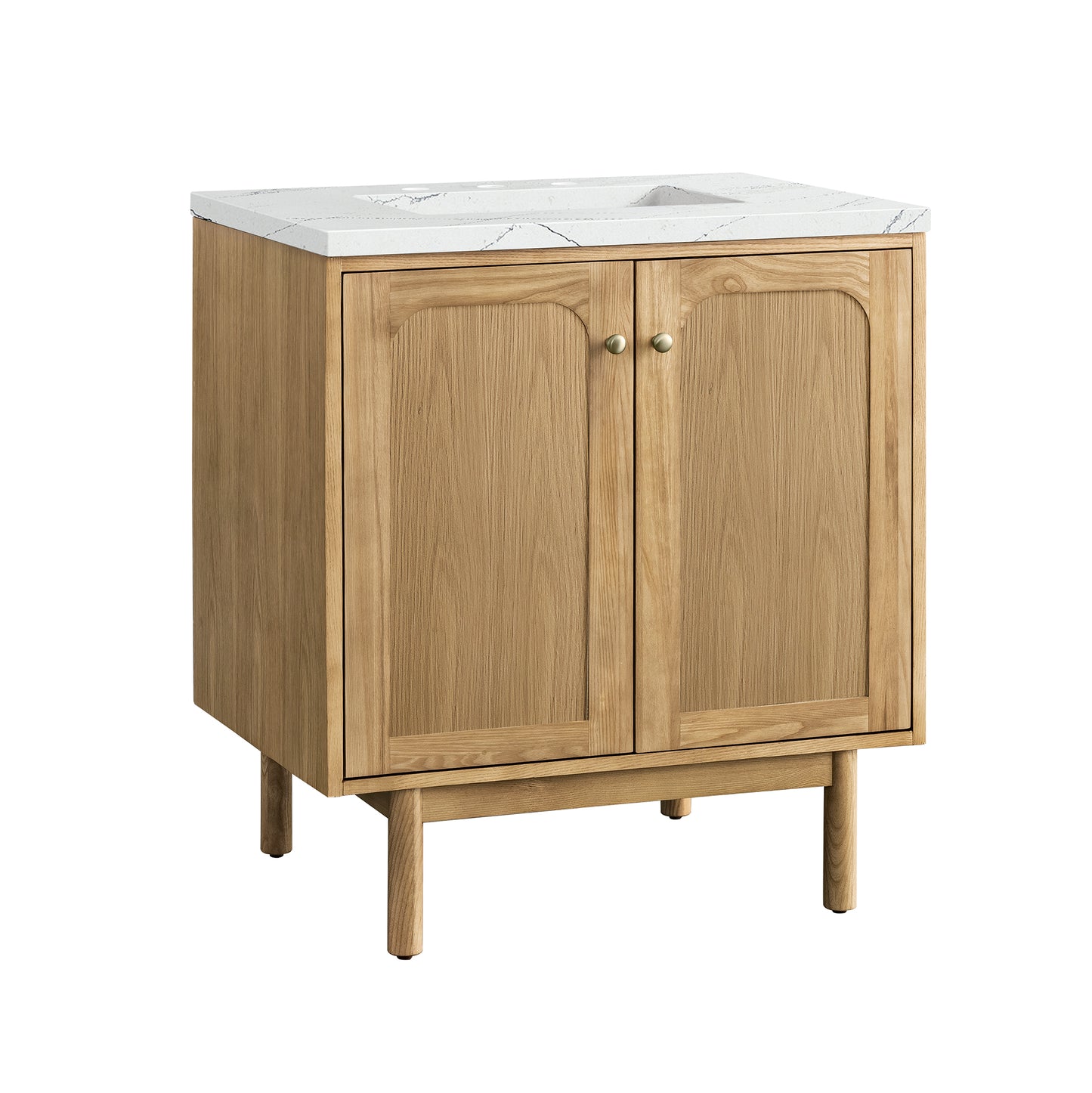 Renovate for Less Atlanta Laurent 30" Single Vanity, Light Natural Oak w/ 3 CM Ethereal Noctis Top