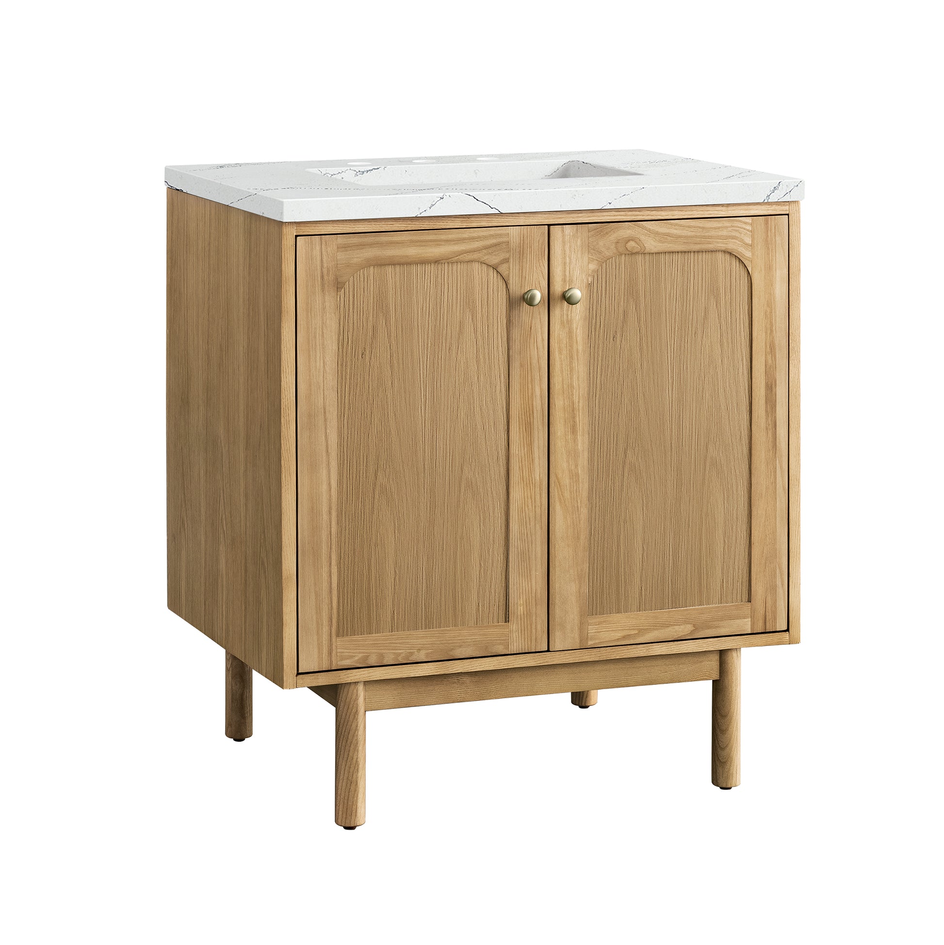 Renovate for Less Atlanta Laurent 30" Single Vanity, Light Natural Oak w/ 3 CM Ethereal Noctis Top