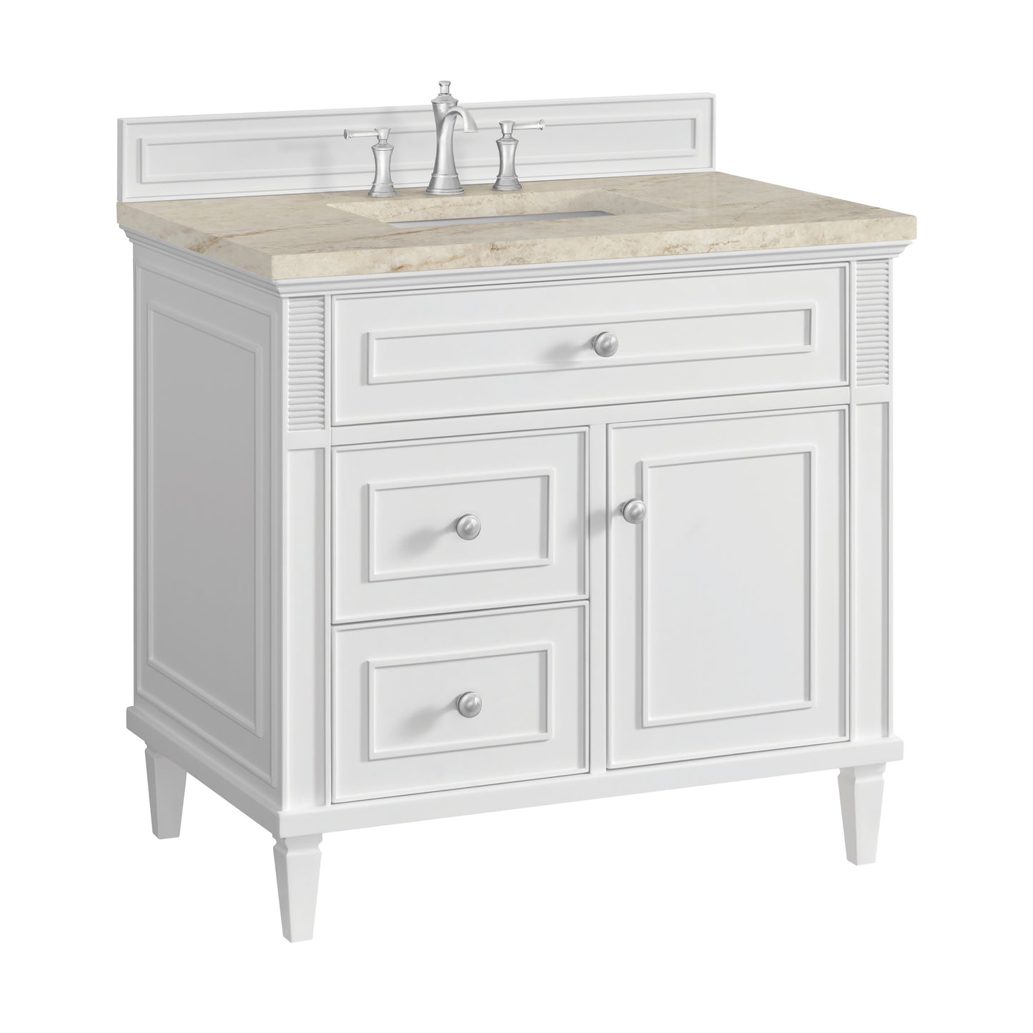 Renovate for Less Atlanta Lorelai 36" Single Vanity, Bright White, w/ 3 CM Tajnar Eclos Top