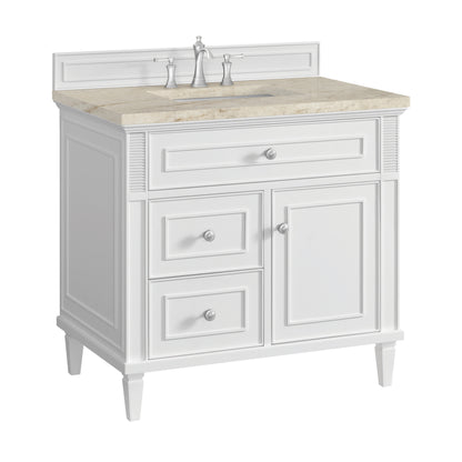 Renovate for Less Atlanta Lorelai 36" Single Vanity, Bright White, w/ 3 CM Tajnar Eclos Top