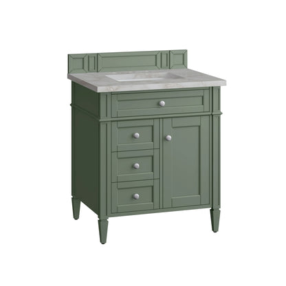 Brittany 30" Single Vanity, Smokey Celadon w/ 3 CM Victorian Silver Top