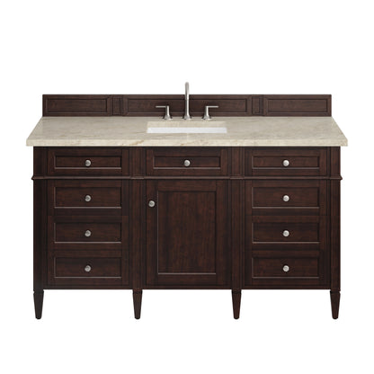 Renovate for Less Atlanta Brittany 60" Single Vanity, Burnished Mahogany, w/ 3 CM Tajnar Eclos Top w/FreePower Wireless Charger