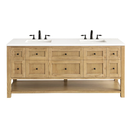 Renovate for Less Atlanta Breckenridge 72" Double Vanity, Light Natural Oak w/ 3 CM White Zeus Top