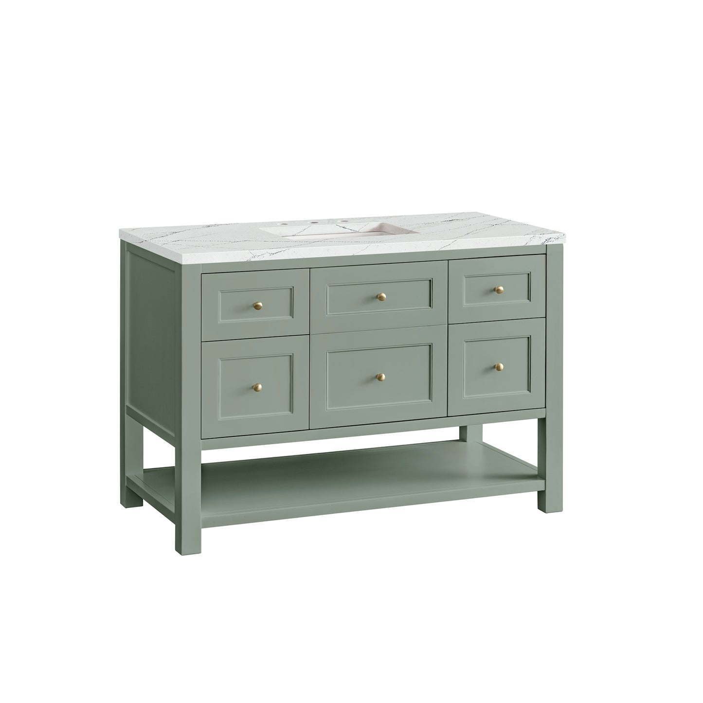 Renovate for Less Atlanta Breckenridge 48" Single Vanity, Smokey Celadon w/ 3 CM Ethereal Noctis Top w/FreePower Wireless Charger