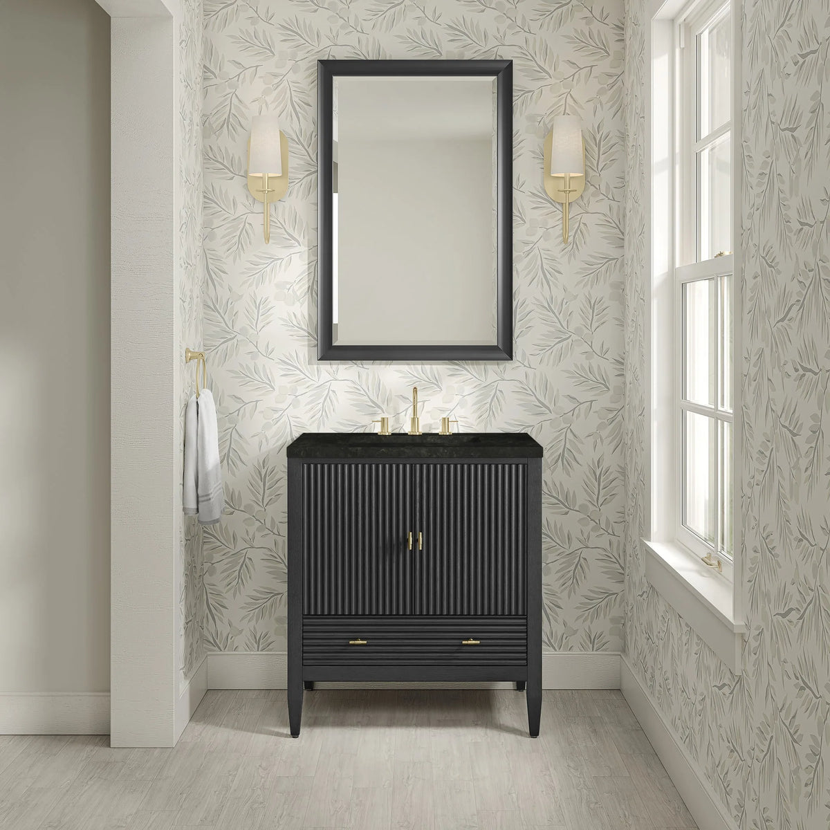Myrrin 30" Single Vanity, Carbon Oak w/ 3 CM Phantome Eclos Top