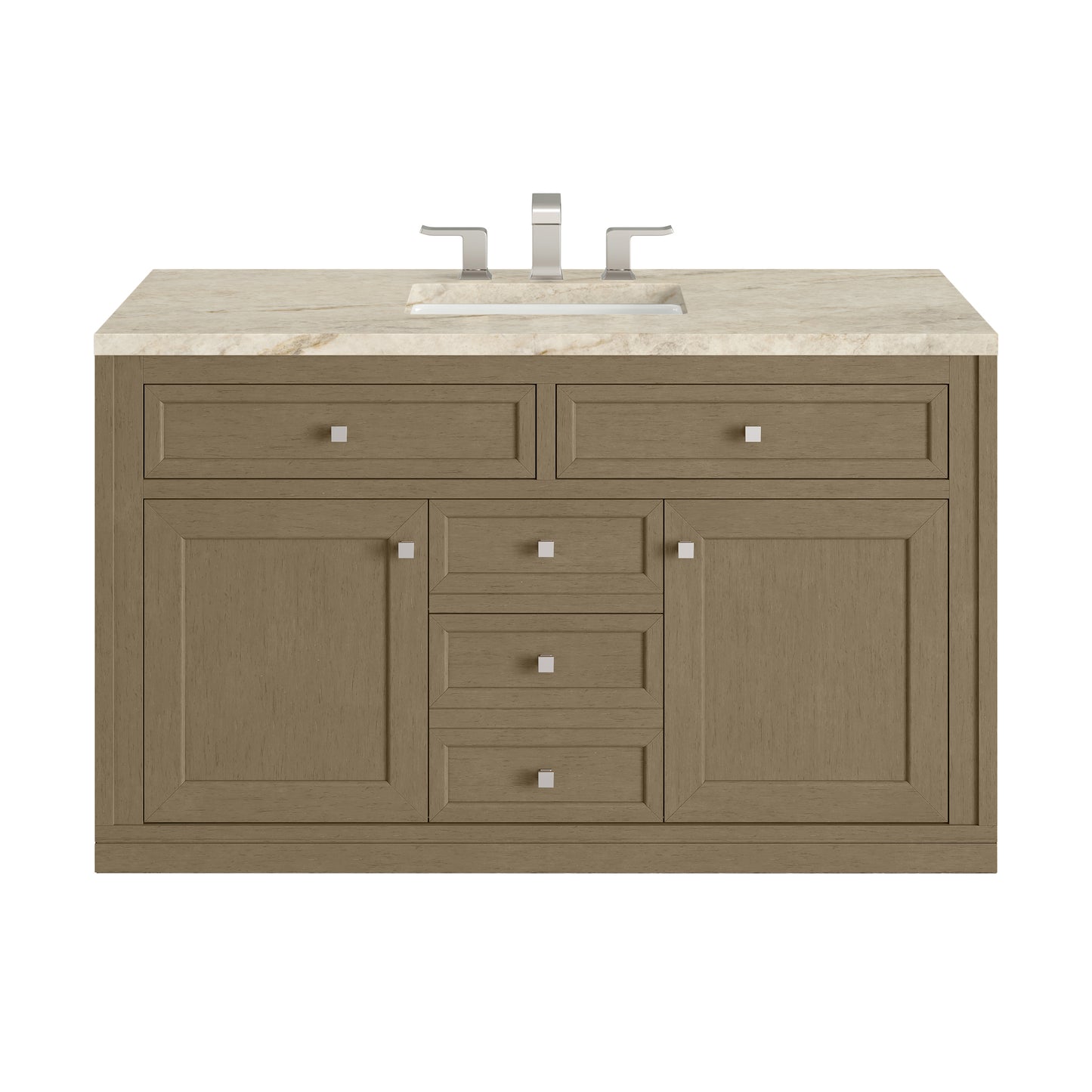Renovate for Less Atlanta Chicago 48" Single Vanity, Walnut Whisper, w/ 3 CM Tajnar Eclos Top w/FreePower Wireless Charger