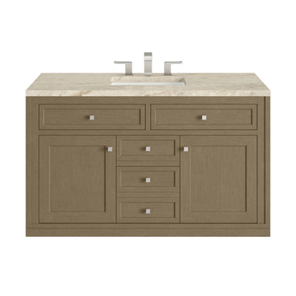 Renovate for Less Atlanta Chicago 48" Single Vanity, Walnut Whisper, w/ 3 CM Tajnar Eclos Top w/FreePower Wireless Charger