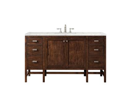 Addison 60" Single Vanity, Mid-Century Acacia w/ 3 CM Eternal Jasmine Pearl Silestone Top