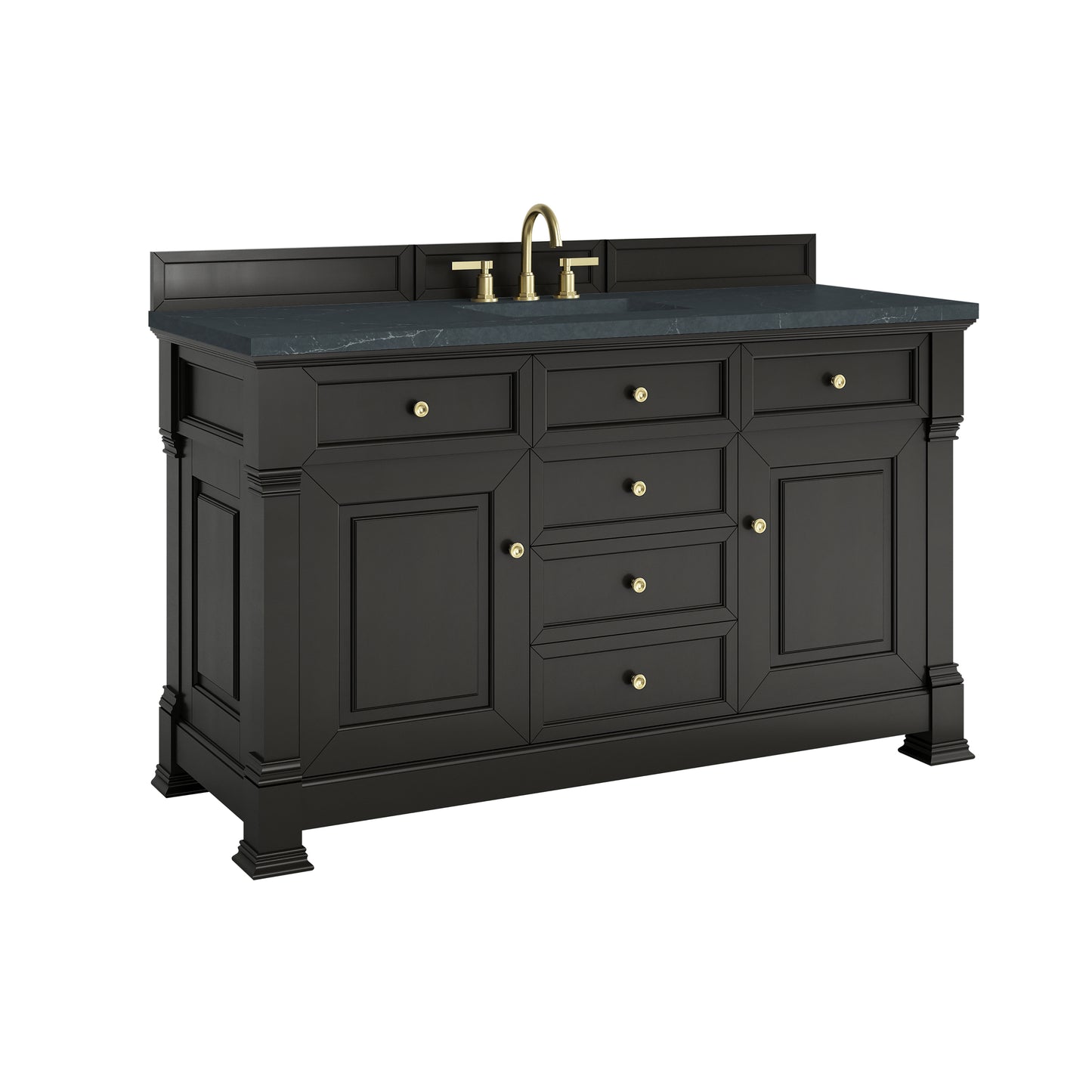 Renovate for Less Atlanta Brookfield 60" Single Vanity, Black Onyx w/3 CM Charcoal Soapstone Silestone Top
