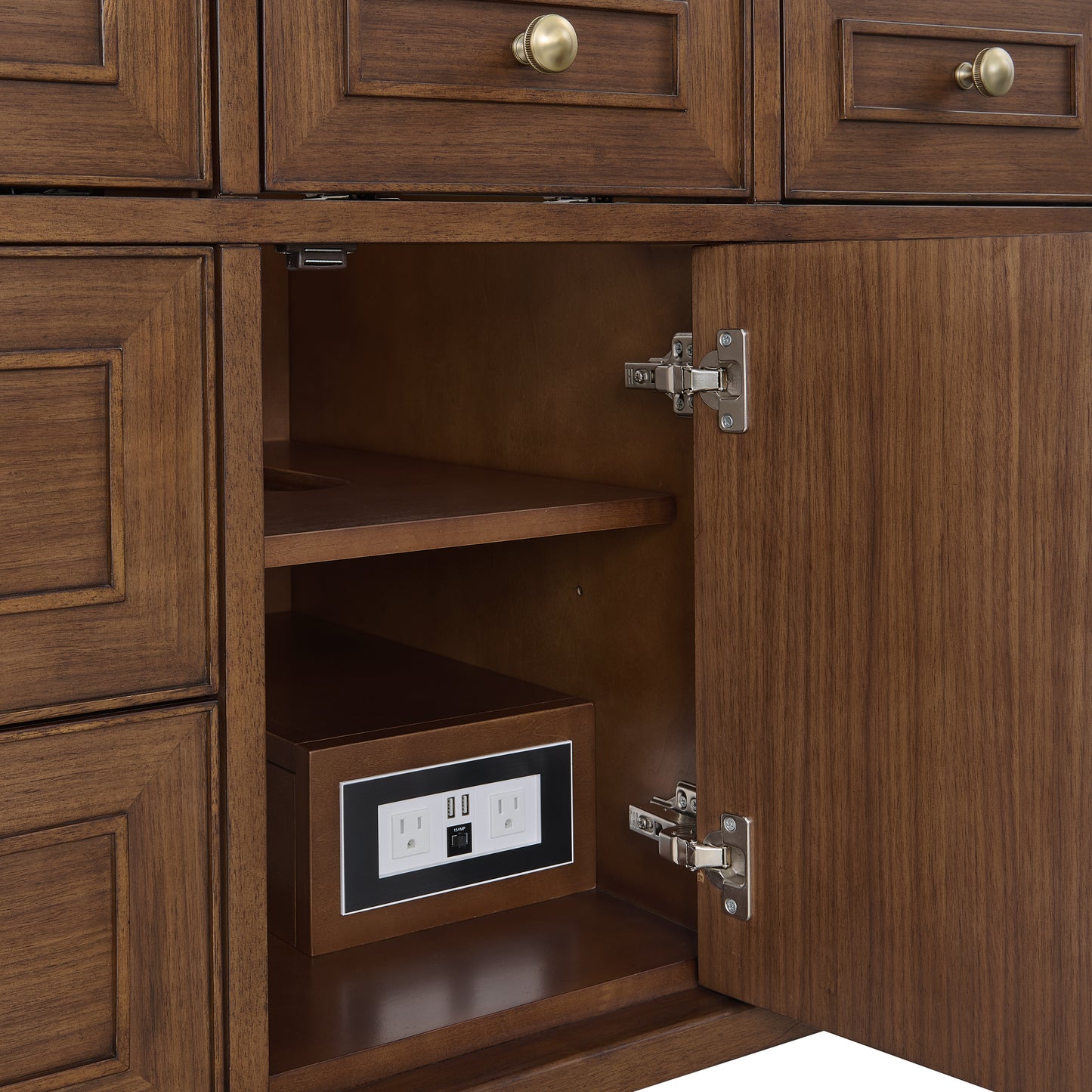 Renovate for Less Atlanta Lorelai 48" Single Vanity, Mid-Century Walnut, w/ 3 CM Phantome Eclos Top