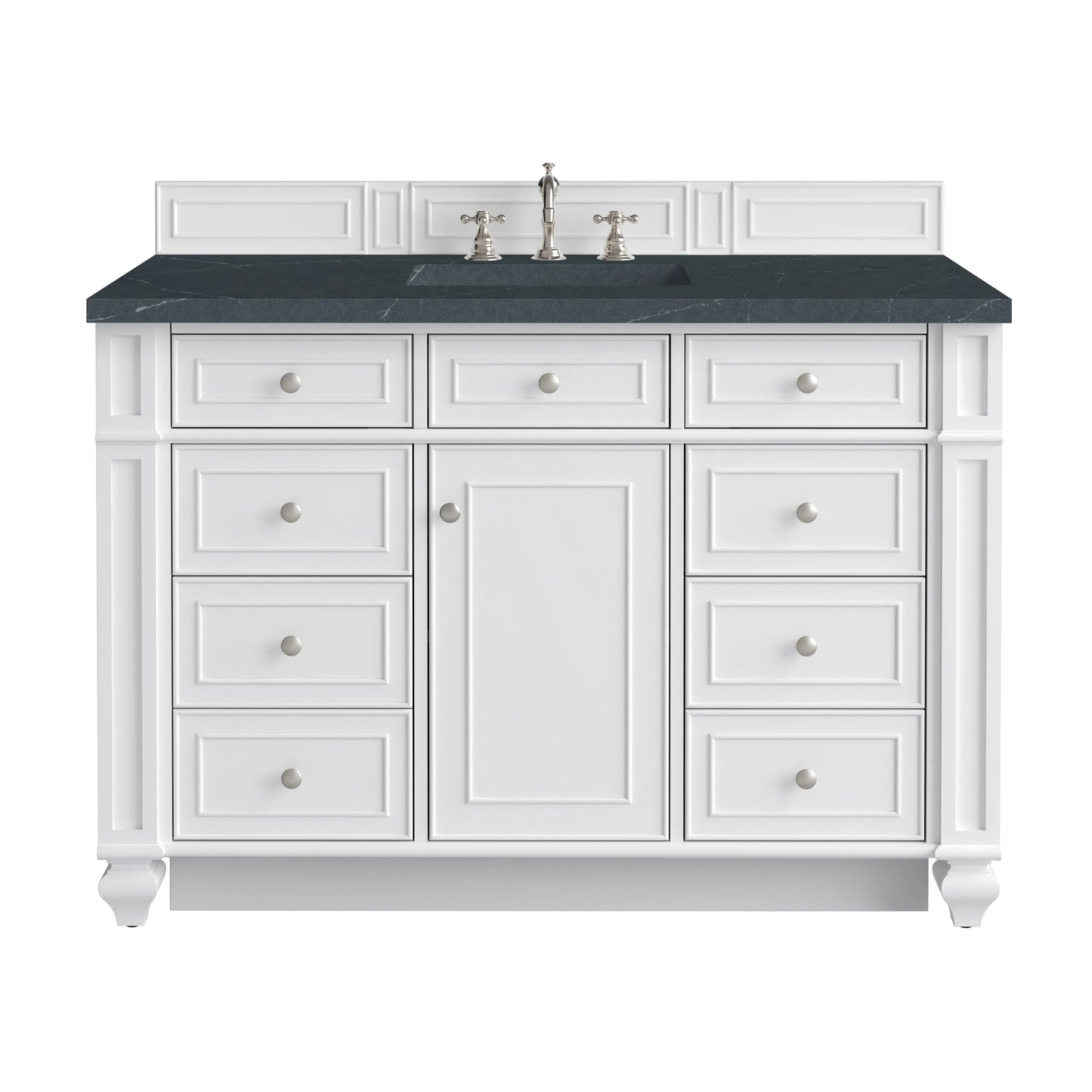 Bristol 48" Single Vanity, Bright White w/ 3 CM Charcoal Soapstone Silestone Top
