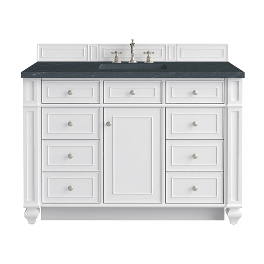 Bristol 48" Single Vanity, Bright White w/ 3 CM Charcoal Soapstone Silestone Top