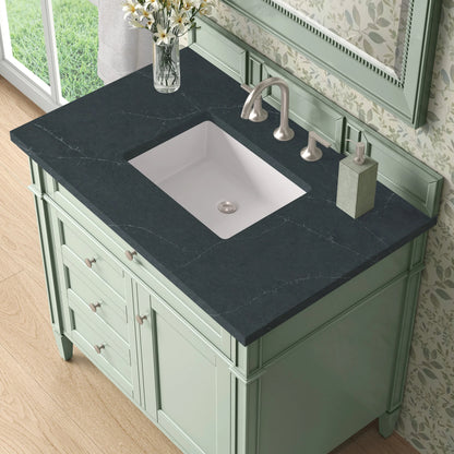 Brittany 36" Single Vanity, Sage Green w/ 3 CM Charcoal Soapstone Silestone Top