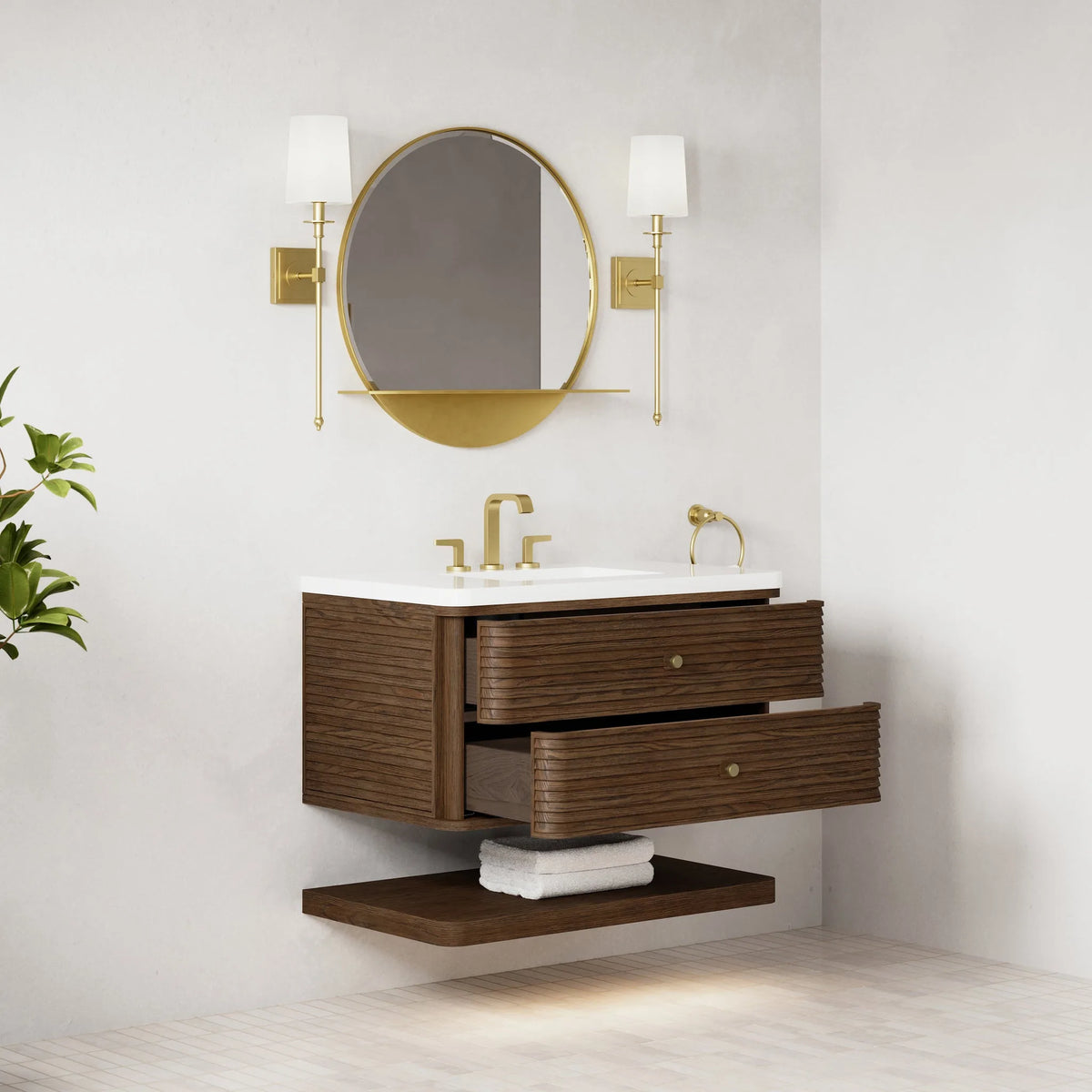 Allamari 36" Single Vanity, Sable w/ 3 CM White Zeus Silestone Top