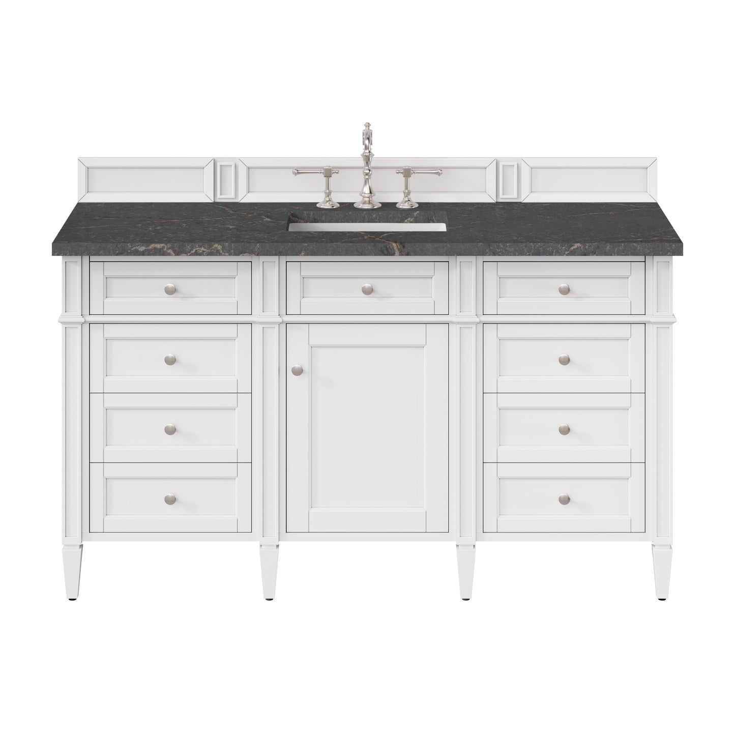 Renovate for Less Atlanta Brittany 60" Single Vanity, Bright White w/ 3 CM Parisien Bleu Silestone Top