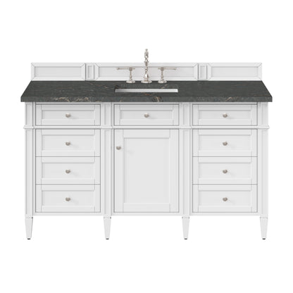 Renovate for Less Atlanta Brittany 60" Single Vanity, Bright White w/ 3 CM Parisien Bleu Silestone Top