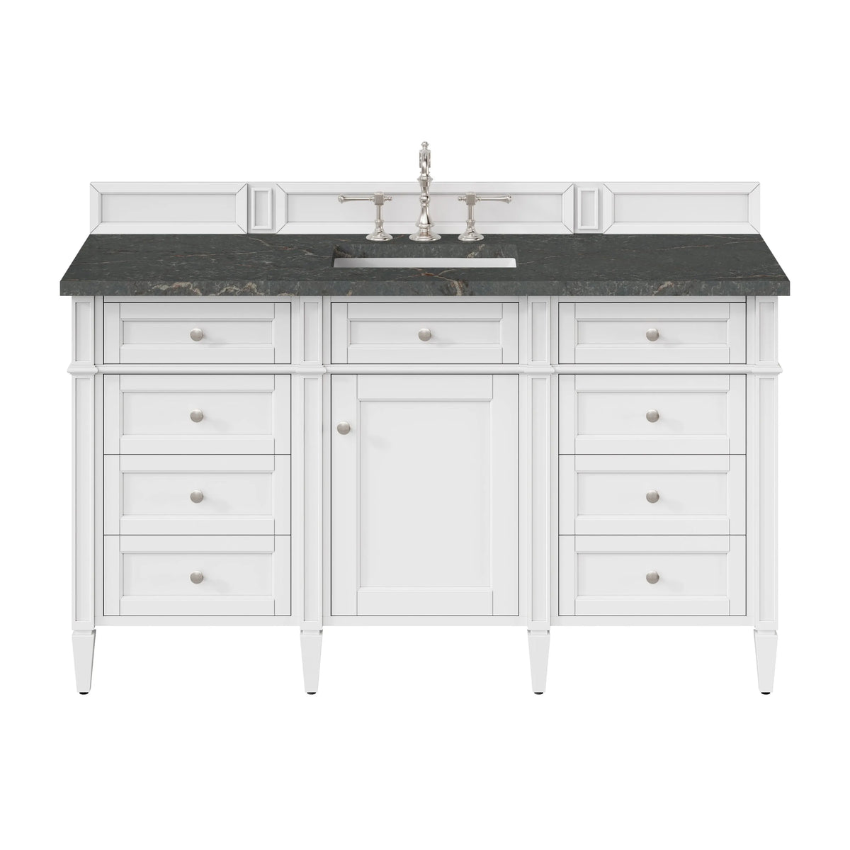 Brittany 60" Single Vanity, Bright White w/ 3 CM Parisien Bleu Silestone Top