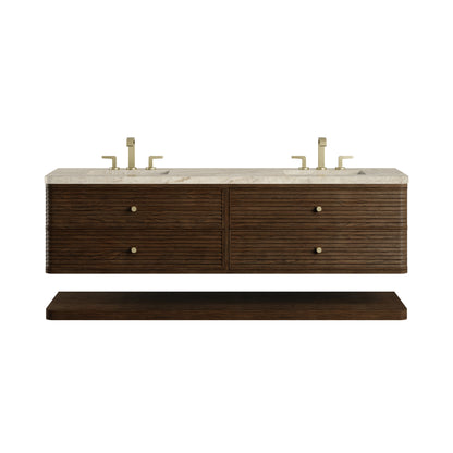 Renovate for Less Atlanta Allamari 72" Double Vanity, Sable w/ 3 CM Tajnar Eclos Top