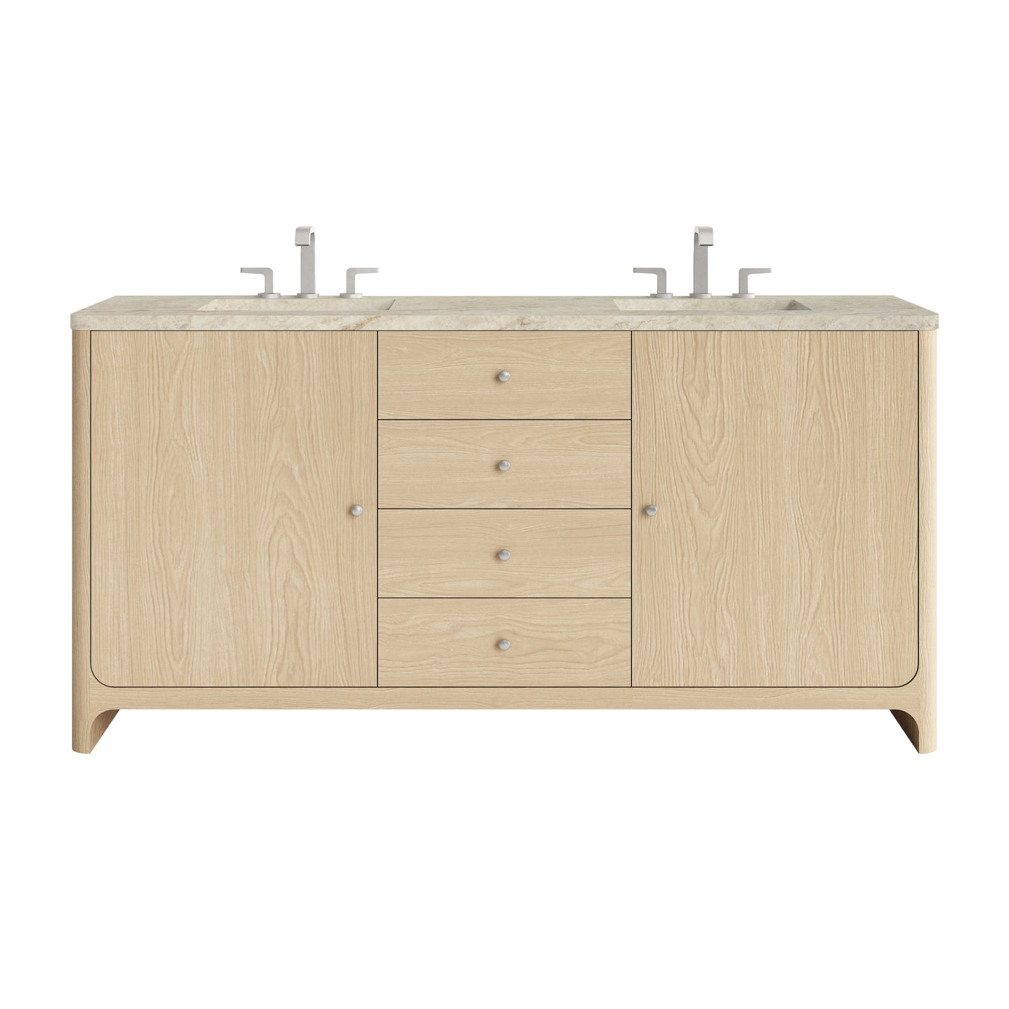 Renovate for Less Atlanta Gracyn 72" Double Vanity, Coastal Driftwood, w/ 3 CM Tajnar Eclos Widespread Top