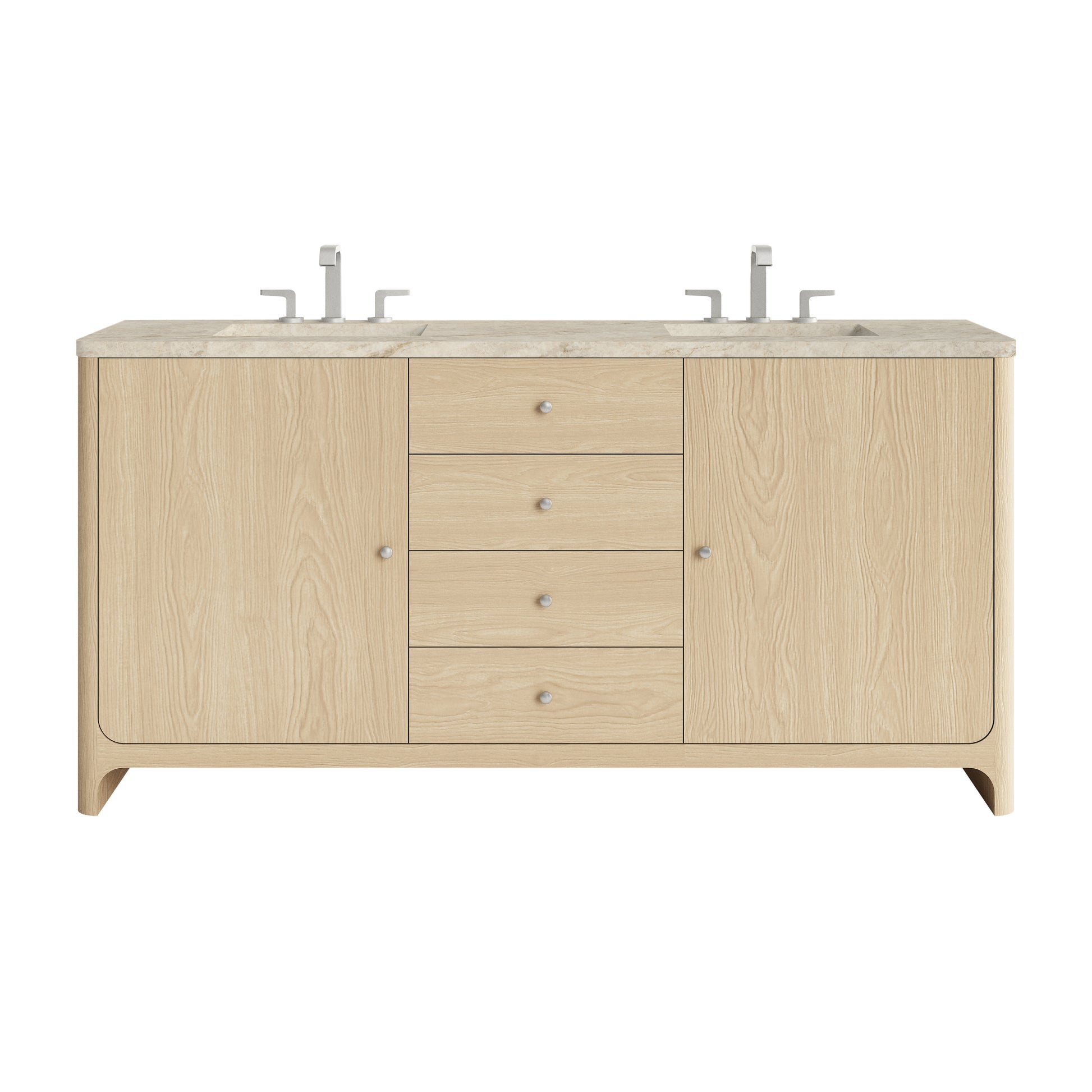 Renovate for Less Atlanta Gracyn 72" Double Vanity, Coastal Driftwood, w/ 3 CM Tajnar Eclos Widespread Top