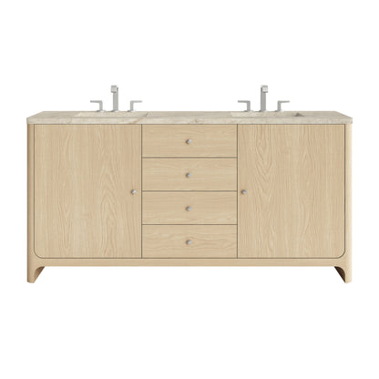 Renovate for Less Atlanta Gracyn 72" Double Vanity, Coastal Driftwood, w/ 3 CM Tajnar Eclos Widespread Top