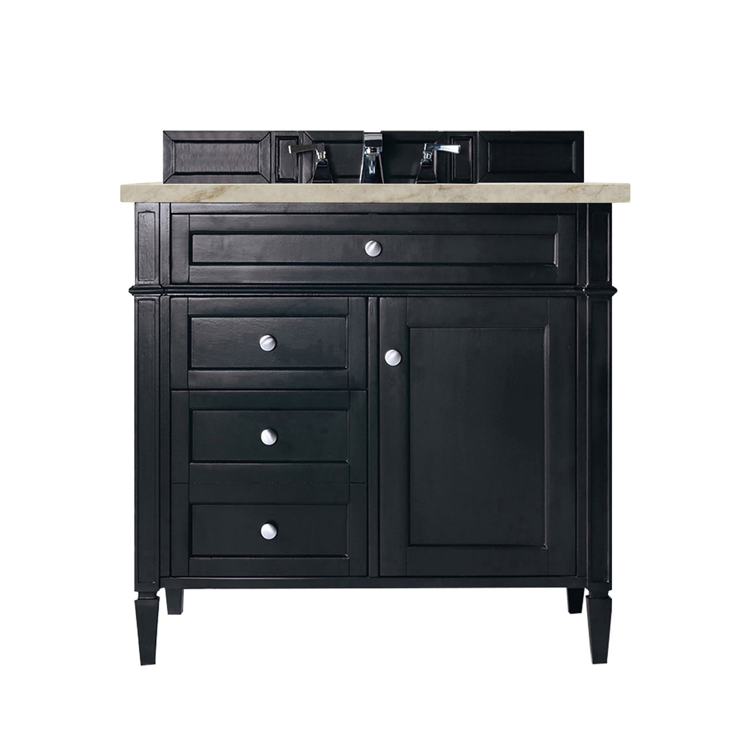 Renovate for Less Atlanta Brittany 36" Single Vanity, Black Onyx, w/ 3 CM Tajnar Eclos Top