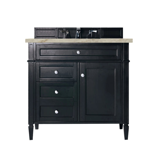 Brittany 36" Single Vanity, Black Onyx, w/ 3 CM Tajnar Eclos Top
