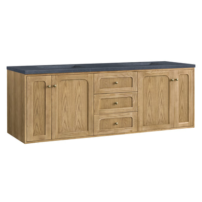 Renovate for Less Atlanta Laurent 72" Double Vanity, Light Natural Oak w/ 3 CM Charcoal Soapstone Top