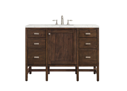 Renovate for Less Atlanta Addison 48" Single Vanity, Mid-Century Acacia w/ 3 CM Eternal Jasmine Pearl Silestone Top