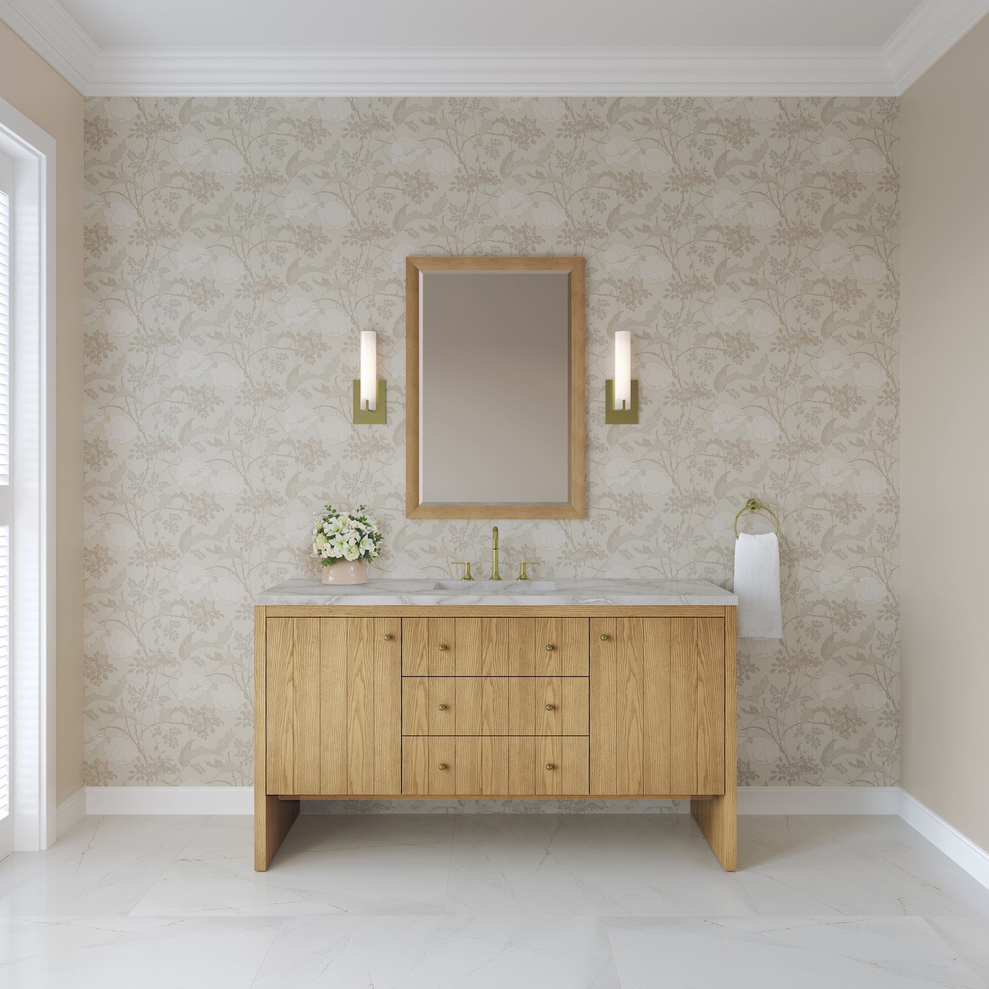 Renovate for Less Atlanta Hudson 60" Single Vanity, Light Natural Oak w/ 3 CM Victorian Silver Top
