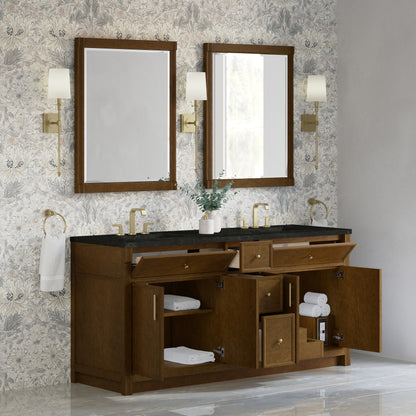 Renovate for Less Atlanta Bellshire 72" Double Vanity, Honey Oak w/ 3 CM Phantome Eclos Top