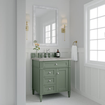 Renovate for Less Atlanta Brittany 30" Single Vanity, Smokey Celadon w/ 3 CM Victorian Silver Top