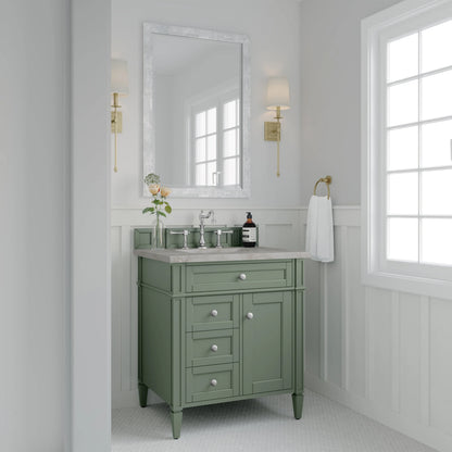 Brittany 30" Single Vanity, Smokey Celadon w/ 3 CM Victorian Silver Top