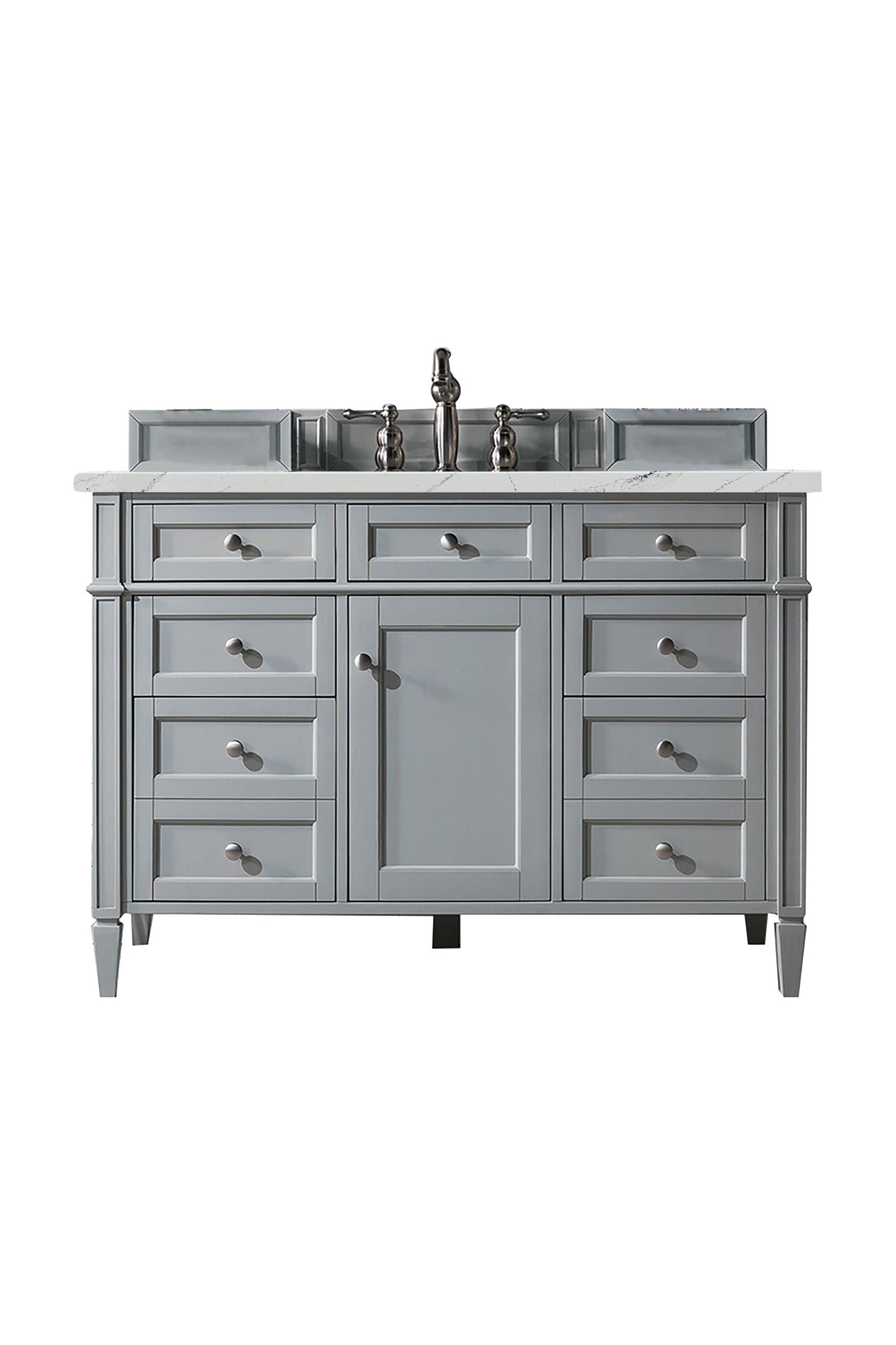 Renovate for Less Atlanta Brittany 48" Single Vanity, Urban Gray w/ 3 CM Ethereal Noctis Silestone Top w/FreePower Wireless Charger