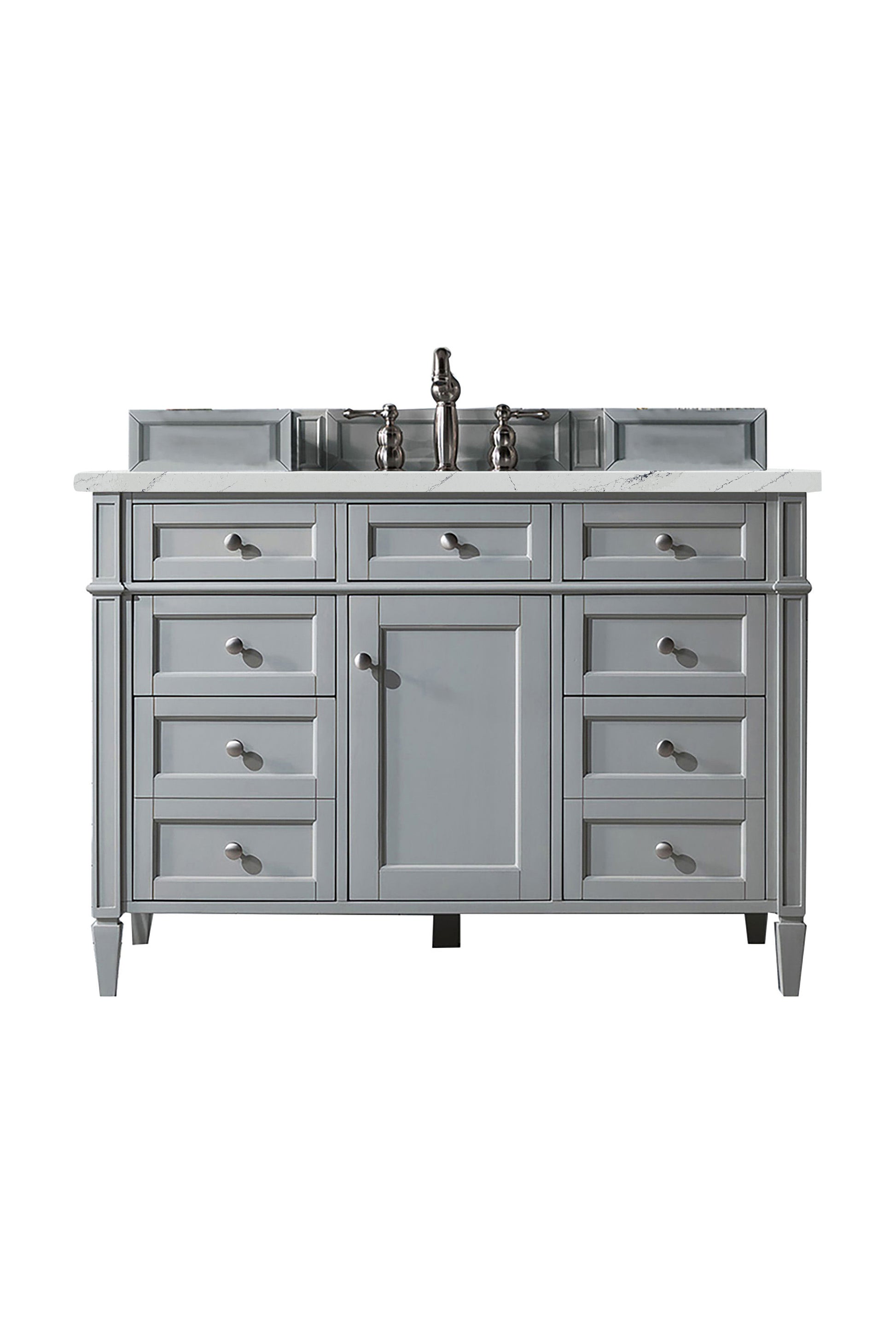 Renovate for Less Atlanta Brittany 48" Single Vanity, Urban Gray w/ 3 CM Ethereal Noctis Silestone Top w/FreePower Wireless Charger