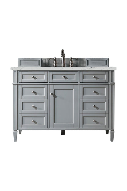 Renovate for Less Atlanta Brittany 48" Single Vanity, Urban Gray w/ 3 CM Ethereal Noctis Silestone Top w/FreePower Wireless Charger
