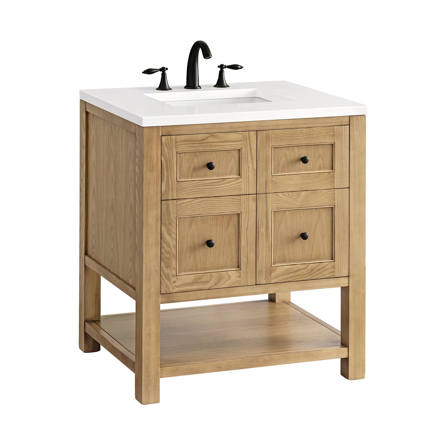 Renovate for Less Atlanta Breckenridge 30" Single Vanity, Light Natural Oak w/ 3 CM White Zeus Top