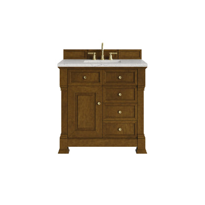 Brookfield 36" Single Vanity, Honey Oak w/ 3 CM Eternal Jasmine Pearl Silestone Top