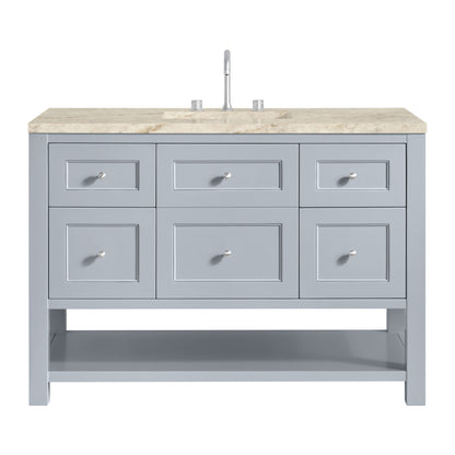Renovate for Less Atlanta Breckenridge 48" Single Vanity, Serenity Blue, w/ 3 CM Tajnar Eclos Top
